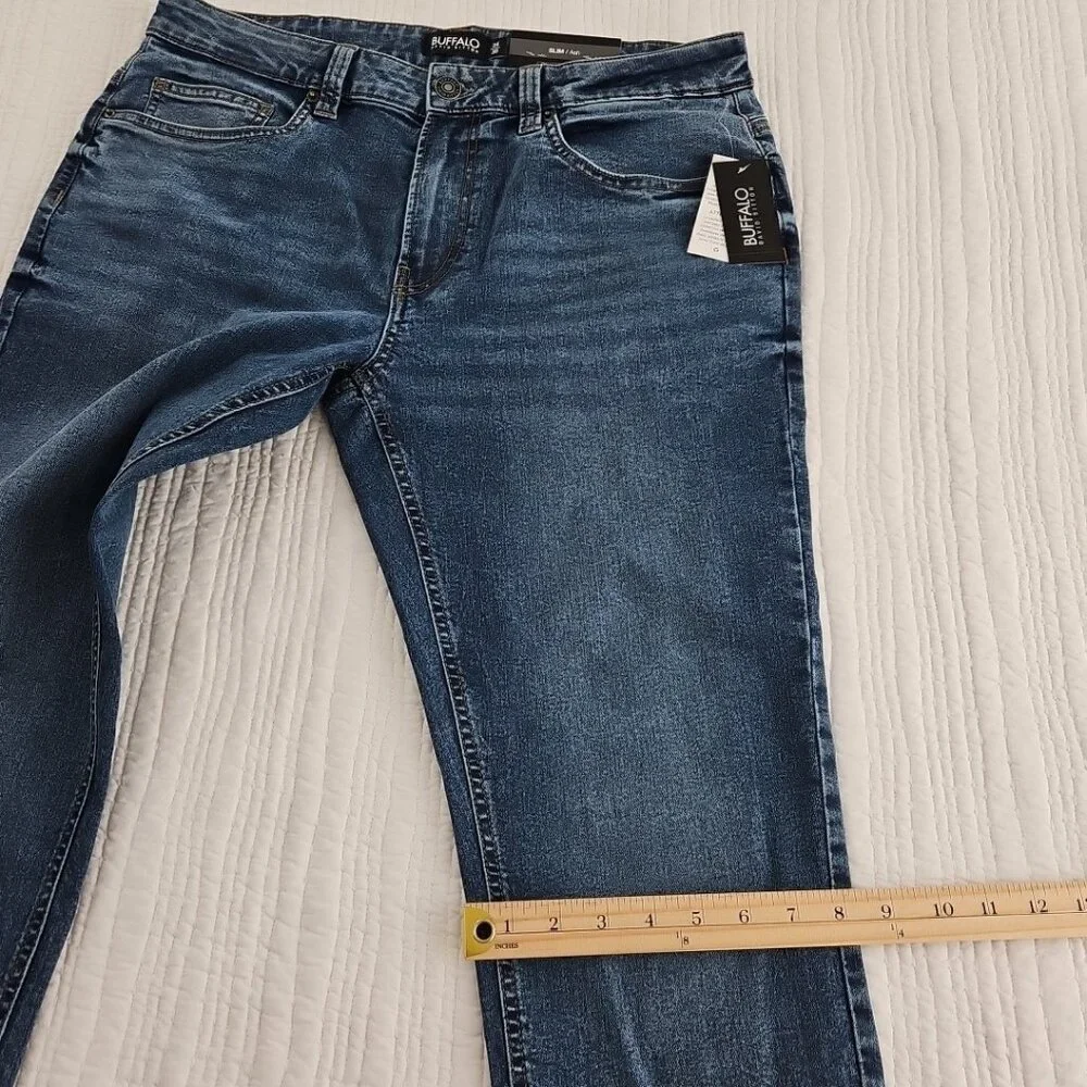 Buffalo David Bitton Ash Jeans Men's 34x30 Med Wash NEW Slim‎ Straight Stretch